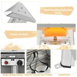Costway 42,000 BTU Stainless Steel Pyramid Patio Heater Glass Tube Flame W/ Wheels -Garden & Outdoors GUEST 3535516e 5a9f 4623 a366 35f4a1198769
