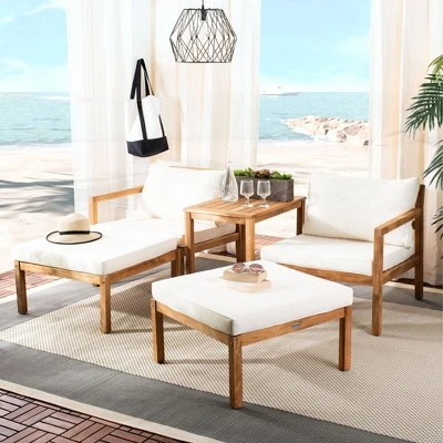 Pratia 5pc Outdoor Set - Natural/Beige - Safavieh 3 Pratia 5pc Outdoor Set - Natural/Beige - Safavieh