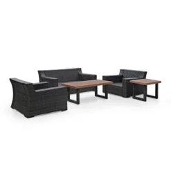 Beaufort 5pc Outdoor Wicker Conversation Set - Mist - Crosley -Garden & Outdoors GUEST 3602ac5b be9a 4295 ba48 748e2b4c788b
