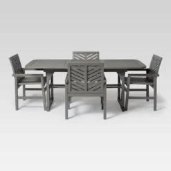 5pc Slatted Extendable Acacia Wood Patio Dining Set - Saracina Home