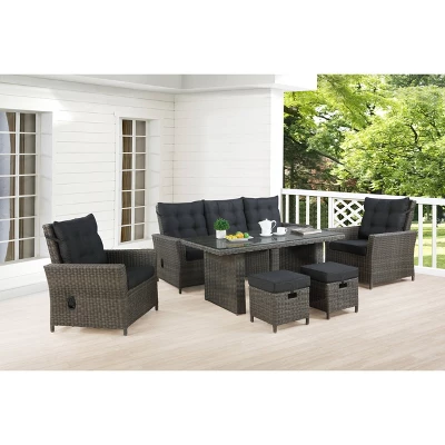 Asti 6pc Wicker Outdoor Seating Set - Gray - Alaterre Furniture 3 Asti 6pc Wicker Outdoor Seating Set - Gray - Alaterre Furniture