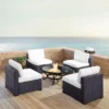 Biscayne 5pc Outdoor Wicker Conversation Set With 4 Armless Chairs & Fire Pit - White - Crosley -Garden & Outdoors GUEST 39136610 ee2b 49c9 9f0a 3059347cc0a4