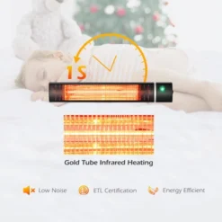 Costway Wall-Mounted Patio Heater 750W/1500W Infrared Heater With 9-Level Adjustable 24H Timer & Remote Control Black 14 Costway Wall-Mounted Patio Heater 750W/1500W Infrared Heater With 9-Level Adjustable 24H Timer & Remote Control Black -Garden & Outdoors GUEST 39964835 7098 4392 bdfa a72fea70bc98