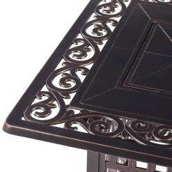 5pc Outdoor Dining Set With 48" Rectangle Fire Table & Deep Seating Swivel Rocking Chairs, Wind Blocker Lid & Covers - Oakland Living -Garden & Outdoors GUEST 39e1ebb5 3245 4a55 9c13 ecbd9bf6f7fb