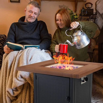 5pc Patio Dining Set With Fire Pit Table & Wicker Rattan 360 Swivel Chairs - Captiva Designs 4 5pc Patio Dining Set With Fire Pit Table & Wicker Rattan 360 Swivel Chairs - Captiva Designs - Image 2