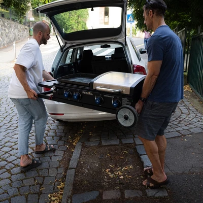 Razor Griddle Portable 4-Burner 40,000 BTU Gas Grill & Griddle Combo With 16" X 16" Cooking Surface Area, Foldable Cart & Steel Lid, Black 4 Razor Griddle Portable 4-Burner 40,000 BTU Gas Grill & Griddle Combo With 16" X 16" Cooking Surface Area, Foldable Cart & Steel Lid, Black - Image 2