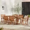 Saracina Home 7pc Modern Slatted Acacia Outdoor Dining Set With Trapezoid Legs -Garden & Outdoors GUEST 3b9e8d9b 833d 4838 9a99 7fd8ec393cf2