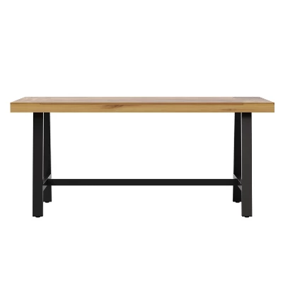 Merrick Lane Solid Acacia Wood Dining Table In A Natural Finish With Black Metal Legs For Indoor And Outdoor Use 10 Merrick Lane Solid Acacia Wood Dining Table In A Natural Finish With Black Metal Legs For Indoor And Outdoor Use - Image 8