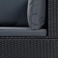 6pc Wicker Patio Conversation Set With Cushions - Black/Gray - GODEER -Garden & Outdoors GUEST 3bc2ca4c dbd8 40b3 906e 48d03d8bf16d