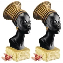 Design Toscano Nubian Kandake Sculptural Bust: Set Of Two