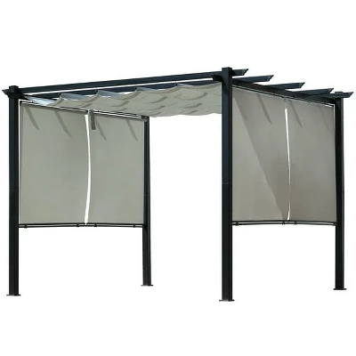 Aoodor 10 X 10 Ft Outdoor Pergola With Retractable Canopy, Aluminum Frame, 4 Pieces Patio Sun Shade Shelter For Backyard, Deck 9 Aoodor 10 X 10 Ft Outdoor Pergola With Retractable Canopy, Aluminum Frame, 4 Pieces Patio Sun Shade Shelter For Backyard, Deck - Image 7