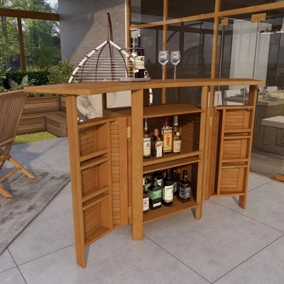 Patio Bar Table Teak - Olivia & May 13 Patio Bar Table Teak - Olivia & May - Image 11