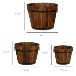 Best Choice Products Set Of 3 Rustic Wood Bucket Barrel Flower Garden Planters Set W/ Drainage Holes, Multiple Sizes 13 Best Choice Products Set Of 3 Rustic Wood Bucket Barrel Flower Garden Planters Set W/ Drainage Holes, Multiple Sizes -Garden & Outdoors GUEST 3dbd876d ec60 45a2 bd4e 9d4b91818bc0