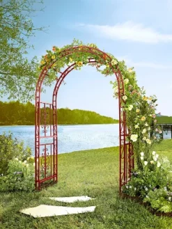 Evergreen Montebello Iron Garden Arbor, Americana Red- 53 X 84 X 23 Inches Fade And Weather Resistant Outdoor Decor 17 Evergreen Montebello Iron Garden Arbor, Americana Red- 53 X 84 X 23 Inches Fade And Weather Resistant Outdoor Decor -Garden & Outdoors GUEST 3dd6cd32 89a8 483f 9e6d 097144f8e27a