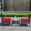 Tangkula 3 PCS Patio Wicker Rattan Furniture Set Coffee Table & 2 Rattan Chair W/ Cushion Red 2 Tangkula 3 PCS Patio Wicker Rattan Furniture Set Coffee Table & 2 Rattan Chair W/ Cushion Red -Garden & Outdoors GUEST 3de51b45 1744 43d1 8e54 6ac83381ee75