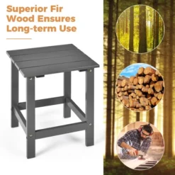 Costway 3PCS Patio Adirondack Chair Side Table Set Solid Wood Garden Deck Grey -Garden & Outdoors GUEST 3e2910f4 d4b2 4fd5 979d 7b6a7b70ef29