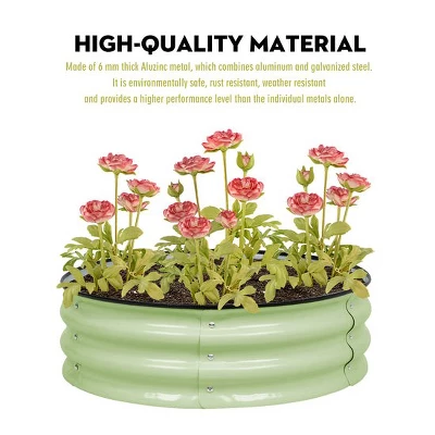 Aoodor Metal Raised Garden Bed 30" Round, Galvanized Outdoor Garden Planter Box For Vegetable Flower Herb 5 Aoodor Metal Raised Garden Bed 30" Round, Galvanized Outdoor Garden Planter Box For Vegetable Flower Herb - Image 3