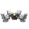 5pc Outdoor Fire Table Set With Weave 44" Round Fire Table, 4 Deep Seating Swivel Rocking Chairs & Table Fabric Covers - Oakland Living -Garden & Outdoors GUEST 3ec65bcb 3a3e 46d8 b136 a068d37c9922