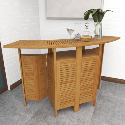 Patio Bar Table Teak - Olivia & May 11 Patio Bar Table Teak - Olivia & May - Image 9