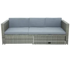 4pc Outdoor Wicker Conversation Sectional Set With Cushions - Gray - GODEER 39 4pc Outdoor Wicker Conversation Sectional Set With Cushions - Gray - GODEER -Garden & Outdoors GUEST 3f4c36ea 0e6f 4713 9b56 6c8fde3c1487