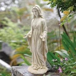 LuxenHome 30.5" H Virgin Mary Indoor Outdoor Statue Garden Statues, Gray Or Ivory -Garden & Outdoors GUEST 3feef617 9312 4888 9387 076642c8d318