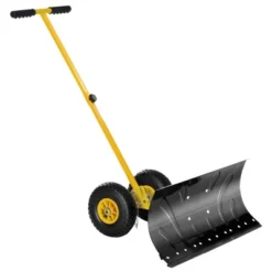 OUTSUNNY HOMCOM Heavy-Duty Snow Shovel Rolling Pusher With 29'' Blade, 10'' Wheels And Angle-Adjustable Handle -Garden & Outdoors GUEST 401ee846 27e2 45f2 b51b cb15d9ea4b4e