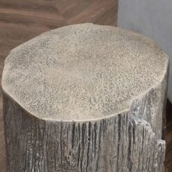 HOMCOM Side Table With Round Tabletop, Tree Stump Shape Concrete End Table With Wood Grain Finish, For Indoors And Outdoors, Set Of 2, Gray -Garden & Outdoors GUEST 405aad52 ef23 4825 96f9 77acf44fac8e