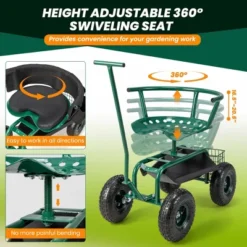 Costway Rolling Garden Cart Outdoor Gardening Workseat With Adjustable Height &Tool Storage 15 Costway Rolling Garden Cart Outdoor Gardening Workseat With Adjustable Height &Tool Storage -Garden & Outdoors GUEST 419a2b88 ca86 4c2b a309 238ec3c668ed