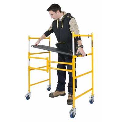 MetalTech 4 Foot High Portable Adjustable Platform Basic Mini Mobile Scaffolding Ladder With Locking Wheels 5 MetalTech 4 Foot High Portable Adjustable Platform Basic Mini Mobile Scaffolding Ladder With Locking Wheels - Image 3