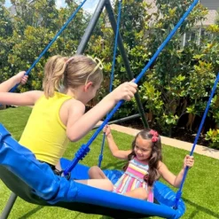 Gobaplay Double Platform Oval Outdoor BackyTree Swing With Adjustable Polyethylene Rope And Power-Coated Padded Steel Frame, Blue -Garden & Outdoors GUEST 42450481 d4a4 4170 a5c0 1de93673ca9b