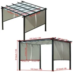 Aoodor 10 X 13 Ft Outdoor Pergola With Retractable Canopy, Aluminum Frame, 4 Pieces Patio Sun Shade Shelter For Backyard, Deck 14 Aoodor 10 X 13 Ft Outdoor Pergola With Retractable Canopy, Aluminum Frame, 4 Pieces Patio Sun Shade Shelter For Backyard, Deck -Garden & Outdoors GUEST 425ec05f d0a9 4c8d b10b 9dddd9fee013