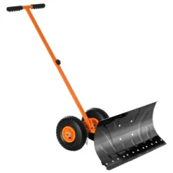 OUTSUNNY HOMCOM Heavy-Duty Snow Shovel Rolling Pusher With 29'' Blade, 10'' Wheels And Angle-Adjustable Handle -Garden & Outdoors GUEST 42879e04 655b 4a77 8d3e d6ff568ee13e