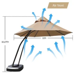 Costway 11FT Outdoor Cantilever Offset Hanging Umbrella W/ Base Wheel -Garden & Outdoors GUEST 43705a8f 5f42 4964 9c2b f9cb530b614b