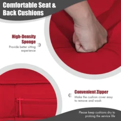 Tangkula Outdoor Porch Swing Bench, Patio Wicker Hanging Swing With Rustproof Chains & Comfortable Cushions Off White/Turquoise/Red/Black -Garden & Outdoors GUEST 4390b865 234a 4ba8 9e5c a9105e0fc027