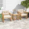 Costway 3PCS Patio PE Wicker Conversation Set Acacia Wood Frame WithSeat & Back Cushions -Garden & Outdoors GUEST 43a11ab8 0e28 447f bfb8 7131fefdb37e