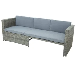 4pc Outdoor Wicker Conversation Sectional Set With Cushions - Gray - GODEER 35 4pc Outdoor Wicker Conversation Sectional Set With Cushions - Gray - GODEER -Garden & Outdoors GUEST 43d38fd8 66f4 4041 8256 5eb7a4ed6b1c