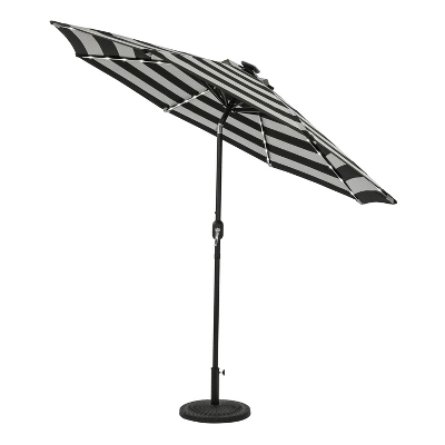 9' X 9' Mirage II Fiesta Market Patio Umbrella With Solar LED Tube Lights Black/White - Island Umbrella 5 9' X 9' Mirage II Fiesta Market Patio Umbrella With Solar LED Tube Lights Black/White - Island Umbrella - Image 3