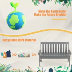 Costway Garden Bench All-Weather HDPE 2-Person Outdoor Bench For Front Porch Backyard -Garden & Outdoors GUEST 446d8f37 0e5d 4395 92e3 c89f1e35bf9f