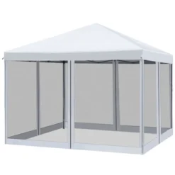 Outsunny 10' X 10' Heavy Duty Pop Up Canopy With Removable Mesh Sidewall Netting, Easy Setup Design, Outdoor Party Event With Storage Bag -Garden & Outdoors GUEST 45d3b391 6696 4846 b51e 994179dc7746