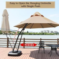 Costway 11FT Outdoor Cantilever Offset Hanging Umbrella W/ Base Wheel -Garden & Outdoors GUEST 466c8b1f 4901 4a6b abcf 846cea5f9526