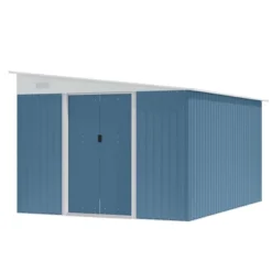 Outsunny 11' X 9' Steel Garden Storage Shed Outdoor Metal Lean To Tool House With Double Sliding Lockable Doors & 2 Air Vents -Garden & Outdoors GUEST 467161a5 94b5 4c0a 9466 02eae6200df9