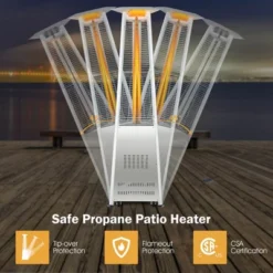 Costway 42,000 BTU Stainless Steel Pyramid Patio Heater Glass Tube Flame W/ Wheels -Garden & Outdoors GUEST 46a88fb9 c047 4bf5 ba17 8f3d8b2e8cd1