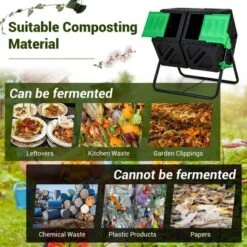 Costway Dual Chamber Compost Tumbler Outdoor Rotating Chamber Compost Bin 34.5 Gallon -Garden & Outdoors GUEST 46dc3740 5b6b 4de1 a003 ffa3e3614dc5