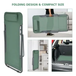 Tangkula 2 PCS Beach Chair Lounger Reclining Folding Chair W/3-Position Adjustable Backrest Blue/Orange/Green -Garden & Outdoors GUEST 46ea0809 f134 45cf 864f edd1537686c8