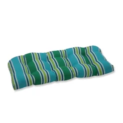 Aruba Stripe Wicker Outdoor Loveseat Cushion - Pillow Perfect -Garden & Outdoors GUEST 478f502d ab97 433e a24c 977c5f7c9881