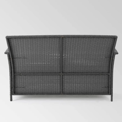 St. Lucia Wicker Loveseat - Gray - Christopher Knight Home 3 St. Lucia Wicker Loveseat - Gray - Christopher Knight Home