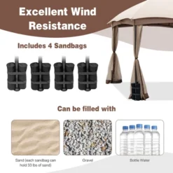 Costway 10x10 FT 2-Tier Patio Gazebo Canopy Netting Heavy-Duty Metal Easy-Setup Outdoor -Garden & Outdoors GUEST 47d79757 9d2f 4365 bed2 5dfbd185dd68