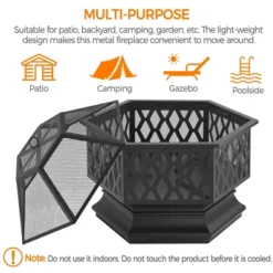 Yaheetech 26" Steel Fire Pit Outdoor Fireplace, Black -Garden & Outdoors GUEST 47e340bc 43d9 4845 9428 7e104a446caf