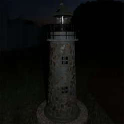 Sunnydaze Decor Sunnydaze Outdoor Backyard Garden Nautical Lighthouse Solar LED Pathlight Statue Figurine - 36" - Cobblestone -Garden & Outdoors GUEST 47fda72f 9b90 4349 bbd1 5febd90cab62