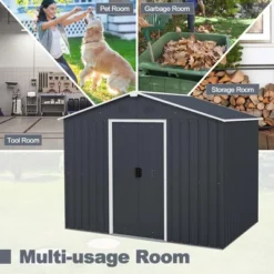 Costway 5.7 FT X 7.5 FT Outside Storage Shed Double Door Outdoor Tool House WithAir Window -Garden & Outdoors GUEST 490930df ca15 4252 996e a20010ae6284